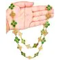 Vintage TRIO GIA Jadeite Jade18K Gold Quatrefoil Link Necklace-Dover Jewelry