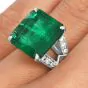 Estate GIA Emerald 7.15cts Diamond Platinum Engagement Accent Band Ring|DoverJewelry|