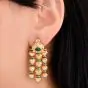 Estate Diamond Precious Gemstone 18K Gold Drop Earrings-Dover Jewelry