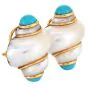 MAZ Vintage Turquoise Shell 14k Gold Clip-On Earrings