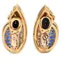 Estate Diamond Sapphire 18K Gold Mystery Set Clip-On Statement Earrings-Dover Jewelry