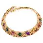 Estate Multi Gemstone Diamond 18K Gold Statement Choker Necklace-Dover Jewelry