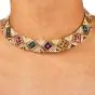 Estate Multi Gemstone Diamond 18K Gold Statement Choker Necklace-Dover Jewelry