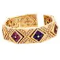 Estate Multi Gemstone Diamond 18K Gold Statement Cuff Bracelet-Dover Jewelry