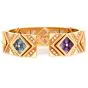Estate Multi Gemstone Diamond 18K Gold Statement Cuff Bracelet-Dover Jewelry