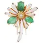 Vintage Buccellati Yellow Diamond Emerald Pearl Gold Flower Brooch Pin