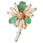 Vintage Buccellati Yellow Diamond Emerald Pearl Gold Flower Brooch Pin