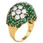 Vintage Emerald Diamond Bombe Dome 18k Gold Cocktail Ring|Dover Jewelry|