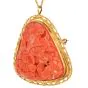 Vintage Carved Coral Butterfly Garden 18K Gold Frame Pendant Brooch|doverJewelry|