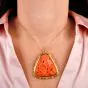 Vintage Carved Coral Butterfly Garden 18K Gold Frame Pendant Brooch|doverJewelry|
