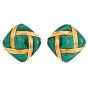 Vintage Chic Malachite 18K Gold Cushion  Clip-On Earrings