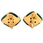 Vintage Chic Malachite 18K Gold Cushion  Clip-On Earrings