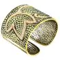 Estate  Wide Peridot Diamond 18K Gold Wide Cuff Bangle Bracelet 