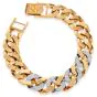 Estate Wide Diamond Curb Link 18K Yellow Gold Bracelet