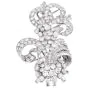 Estate Art Deco 15.00 Carats  Diamond Platinum Double Clip Brooch