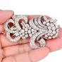 Estate Art Deco 15.00 Carats  Diamond Platinum Double Clip Brooch