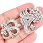 Estate Art Deco 15.00 Carats  Diamond Platinum Double Clip Brooch