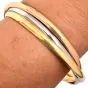 Cartier 18K Triple Tone Gold Interlocking 3 Trinity Bangle Bracelet-Dover Jewelry