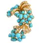 Vintage Diamond Turquoise 18K Gold Grape Vine Motif Brooch-Dover Jewelry