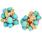 Vintage Diamond Turquoise 18K Gold Grape Vine Motif Earrings-Dover Jewelry