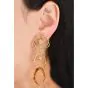 Long  Diamond Citrine 18K Gold Three Drop Dangle Earrings