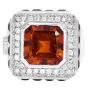 Estate Fani Italian Asscher Citrine Diamond 18k Gold Cocktail Ring