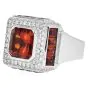 Estate Fani Italian Asscher Citrine Diamond 18k Gold Cocktail Ring