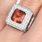 Estate Fani Italian Asscher Citrine Diamond 18k Gold Cocktail Ring