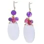 Estate Calcedony Amethyst Turmaline diamond dangle Gold earrings 