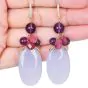 Estate Calcedony Amethyst Turmaline diamond dangle Gold earrings 