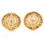 Estate Sunflower Diamond Pearl 18k Gold Clip-on Stud Earrings