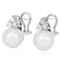 Classic 11mm Pearl Diamond 18K White Gold  Clip On Earrings