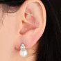 Classic 11mm Pearl Diamond 18K White Gold  Clip On Earrings