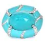Estate Diamond Faceted Turquoise Dome 18K Statement Ring-Dover Jewelry