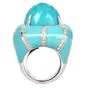 Estate Diamond Faceted Turquoise Dome 18K Statement Ring-Dover Jewelry