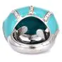 Estate Diamond Faceted Turquoise Dome 18K Statement Ring-Dover Jewelry