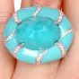 Estate Diamond Faceted Turquoise Dome 18K Statement Ring-Dover Jewelry