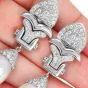 Estate Diamond Platinum Scalloped South Sea Pearl Dangle Drop Earrings-Dover Jewelry