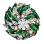 Estate Diamond 18K Gold Spring Enamel Cocktail Clip-On Earrings-Dover Jewelry
