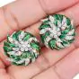 Estate Diamond 18K Gold Spring Enamel Cocktail Clip-On Earrings-Dover Jewelry