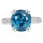 GIA 9.70cts Blue Zircon Diamond Platinum Cushion Engagement Ring|Dover Jewelry|