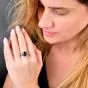 GIA 9.70cts Blue Zircon Diamond Platinum Cushion Engagement Ring|Dover Jewelry|