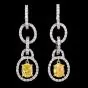 Leo Pizzo Fancy Yellow Oval Diamond Platinum 18K  Dangle Earrings|Dover Jewelry