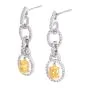 Leo Pizzo Fancy Yellow Oval Diamond Platinum 18K  Dangle Earrings|Dover Jewelry