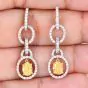 Leo Pizzo Fancy Yellow Oval Diamond Platinum 18K  Dangle Earrings|Dover Jewelry