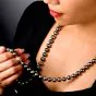 Long 13-10mm South Sea Pearl Diamond Round Gold Clasp Necklace