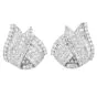 Estate 9.00cts Diamond 1970s 18K Gold Ribbon Fold Statement Earrings-Dover Jewelry