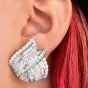 Estate 9.00cts Diamond 1970s 18K Gold Ribbon Fold Statement Earrings-Dover Jewelry