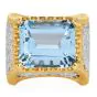 Mario Buccellati Vintage Diamond Aquamarine 18K Gold Cocktail Ring