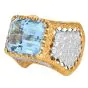 Mario Buccellati Vintage Diamond Aquamarine 18K Gold Cocktail Ring